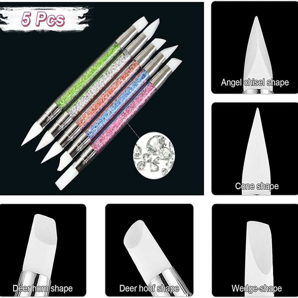 NailArt Tools For Gel Polish Professional Nail Tools DualEnded NailArt Sculpture Pen Dotting Tools Silicone Nail Polish