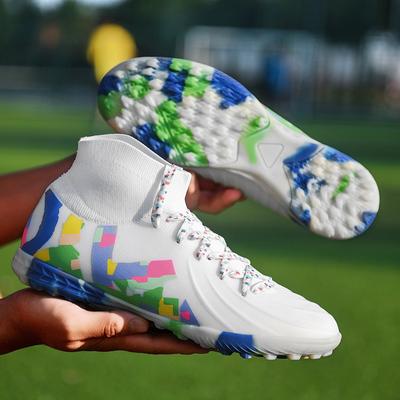 Men Football Boots Long Spikes High Ankle Soccer Shoes AG Kids Outdoor Grass Cleats Soccer Boots Training Sport Football Shoes
