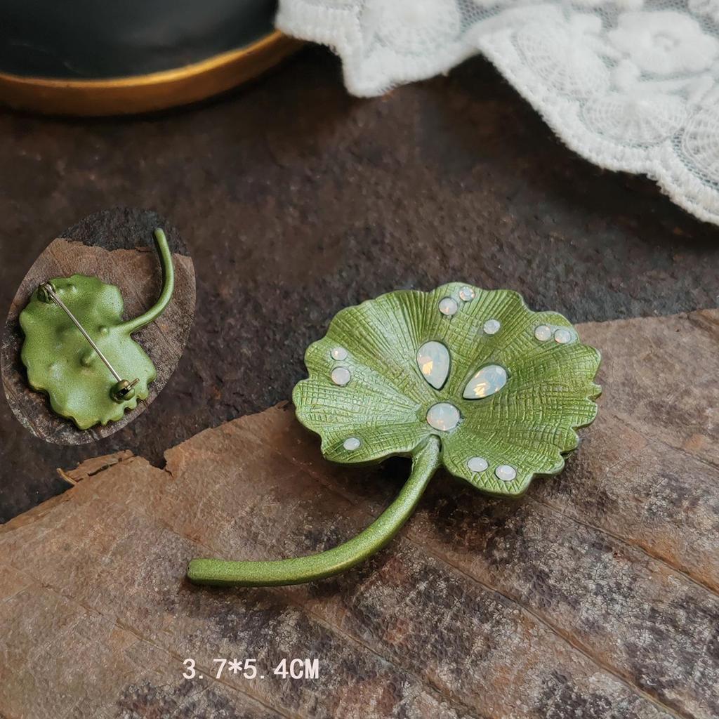 Vintage Lily of the Valley Pendant Brooch with Handmade Enamel Leaves Corsage Pin.