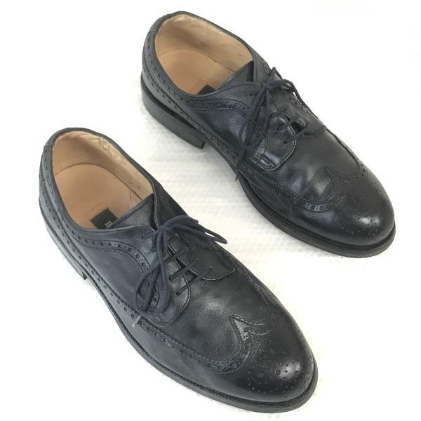 Made In France BALLY Leather Goodyear Welt Wingtip Shoes Size 5 24.0cm Black Business Dress Shoes(USED)
