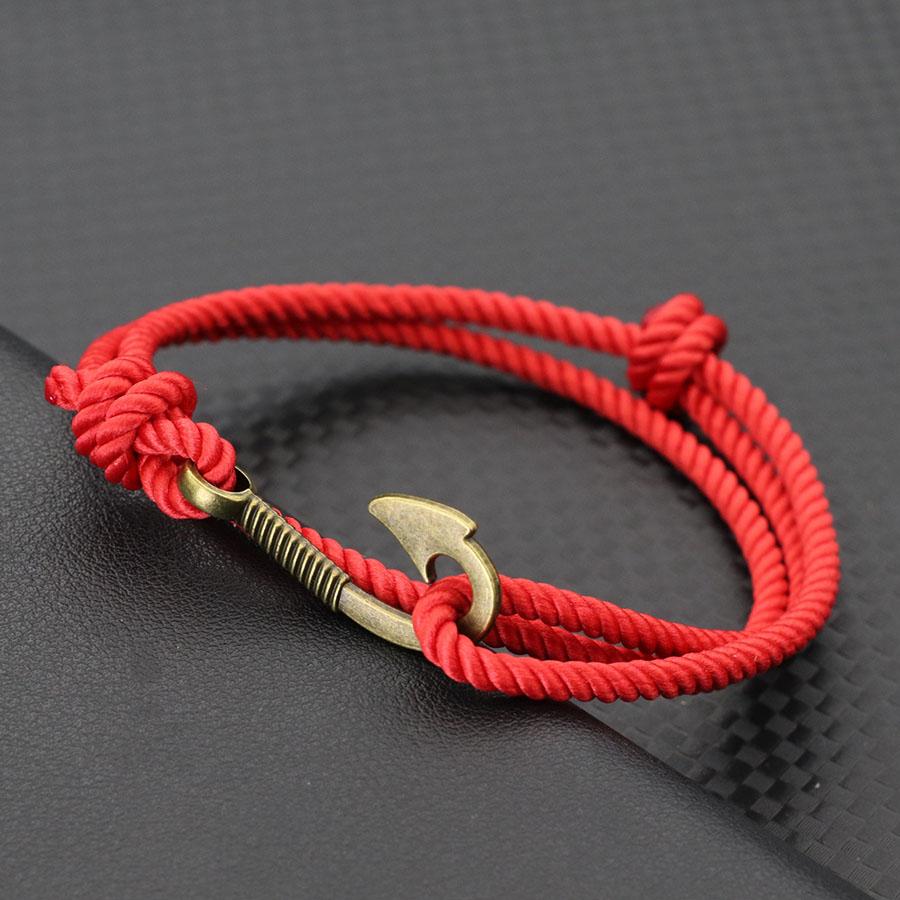 Vintage Fish Hook Boat Anchor Men Bracelet Casual Adventure Accessories Male Double Layer Adjustable Jewellery Gift