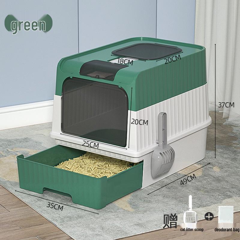 

Spacious Enclosed Cat Litter Box with Anti-Splash Design and Easy-Clean Drawer Litter Box