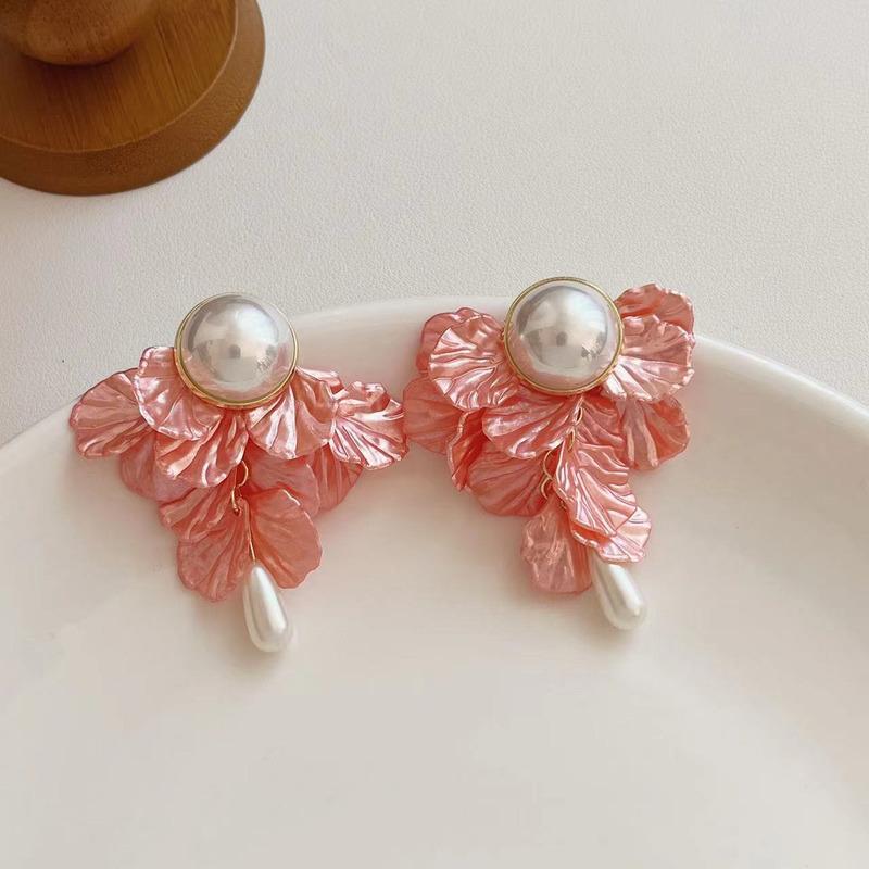 Exquisite Shell Imitation Pearl Drop Earrings Elegant Long Tassel Dangle Earrings For Women Wedding Party Ear Jewelry Gifts