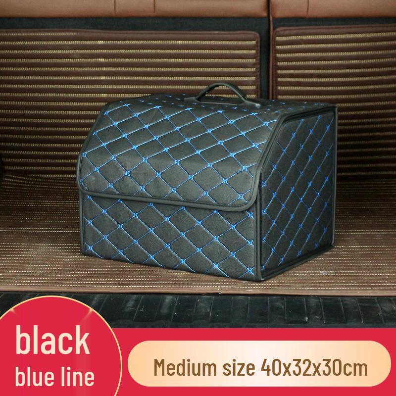 Trunk Storage Box: Multifunctional Folding Car Organizer with Logo-Printed Leather