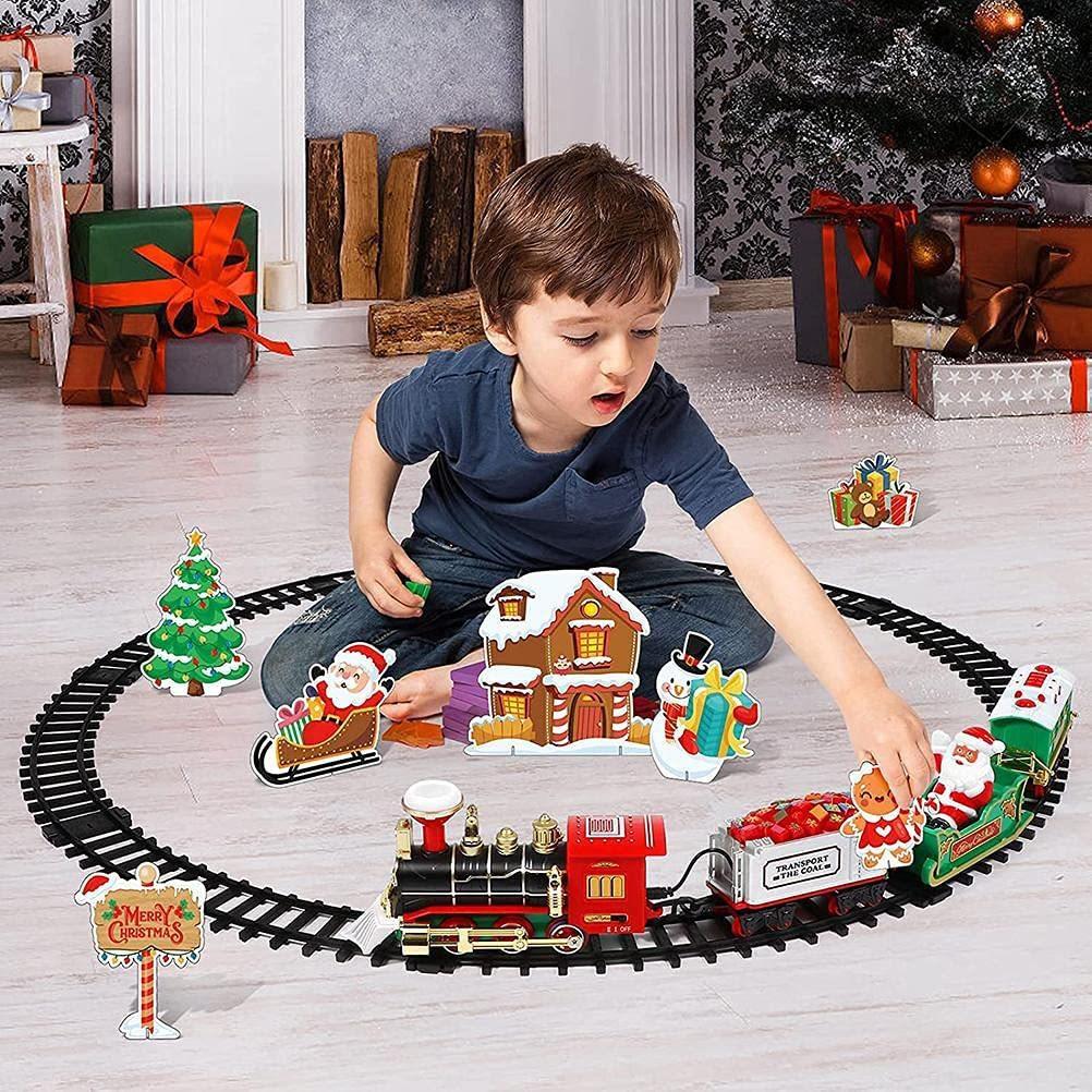 Christmas Train Set with Sounds and Lights Electric Rail Car Toy Mini Train Toy Set for Christmas