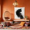 Ink Painting Black Cat Tapestry, Minimalist Art Wall Hanging, Funny Creative Decor For Bedroom Living Room Office Cafe Hotel
