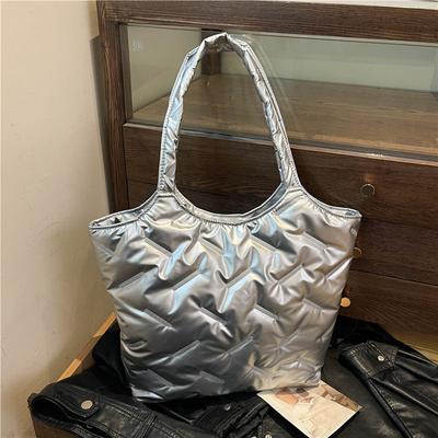 Glossy Cotton Clothing Bag Women'S Winter Fashion Shoulder Handheld Women'S Bag Large Capacity Tote Bag Commuter Bag