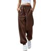 Damen High-Waist Weitbein Cropped Hose - Lässiger Elastischer Bund mit Taschen, Perfekt für Herbst & Winter, Übergröße Sporthose