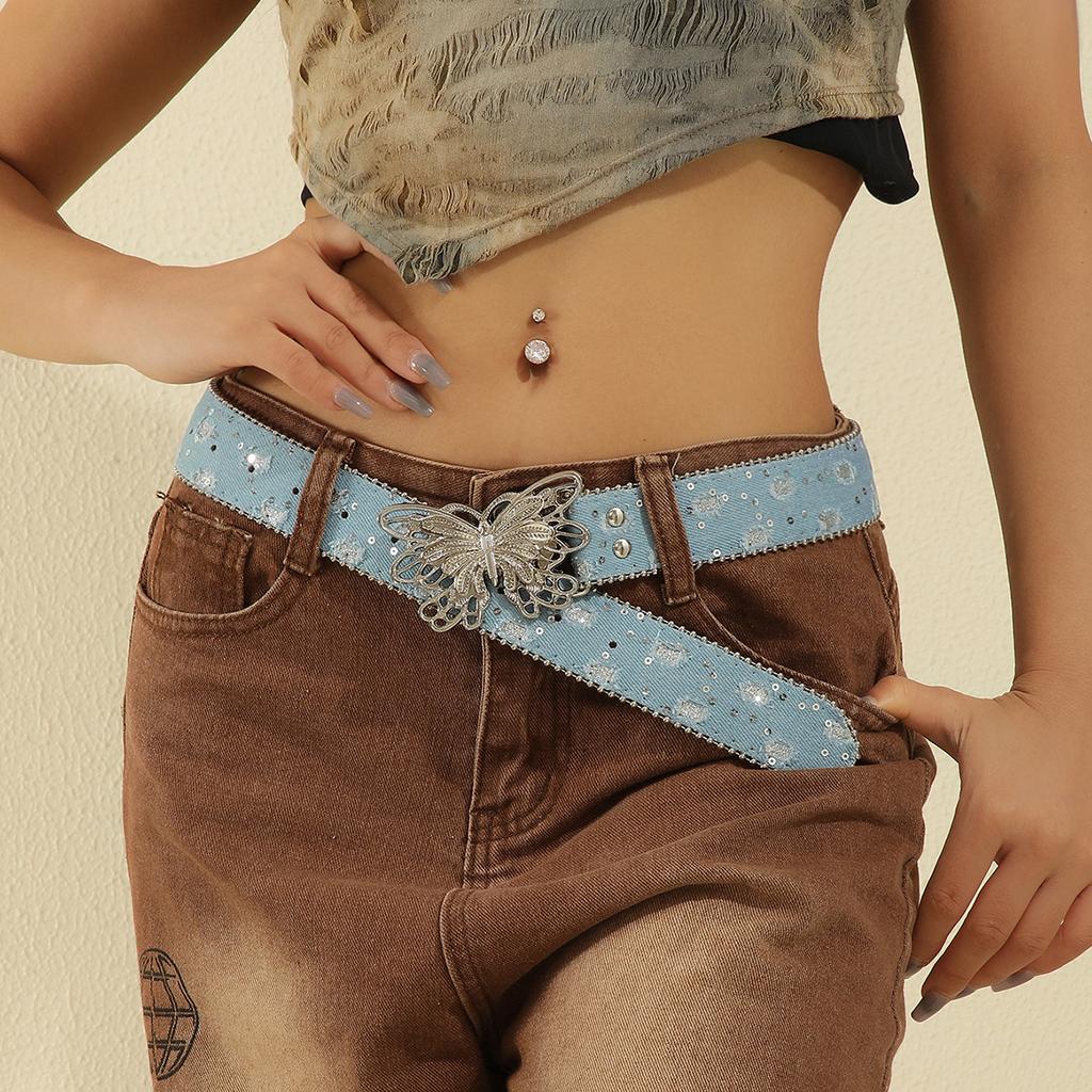 Casual Womens Canvas Belt With Butterfly Clasp Jeans Belt Accessories Clothing
