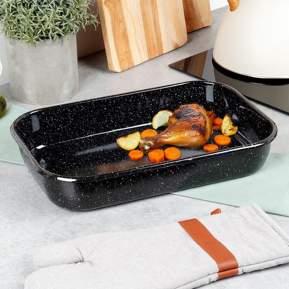 Rectangular Enameled Roasting Pan 4.8 L, 38x24.5x7 Cm