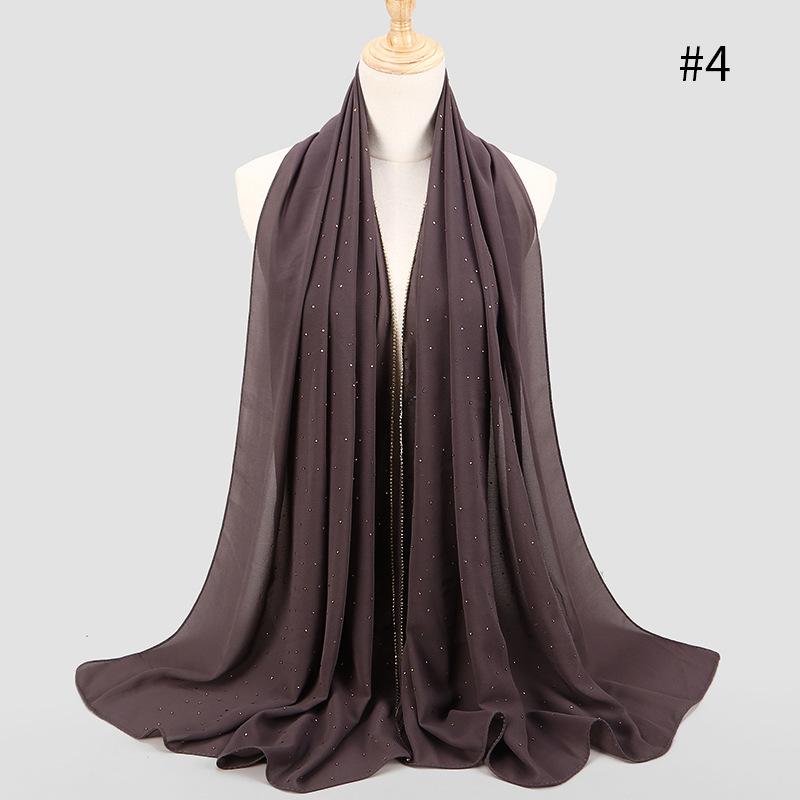 Diamond Chain Chiffon Hijab Scarf Veil Long Shawl Head Scarf Headwraps Hoofddoek Islamic Turban Shawl For Women Muslim Hijabs