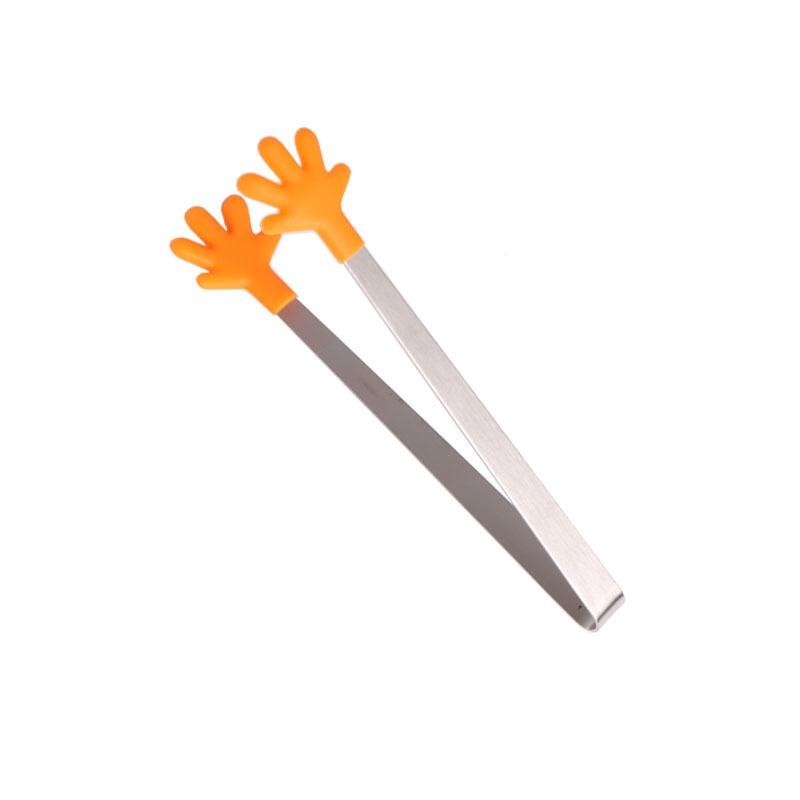 

Creative Silicone Stainless Steel Mini Snack Food Tongs Non-slip Handles BBQ Bread Ice Cube Clip Kitchen Accessories Wholesale