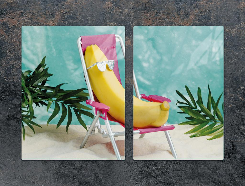 PIANO COTTURA PROTETTIVO IN VETRO 75x52 BANANA