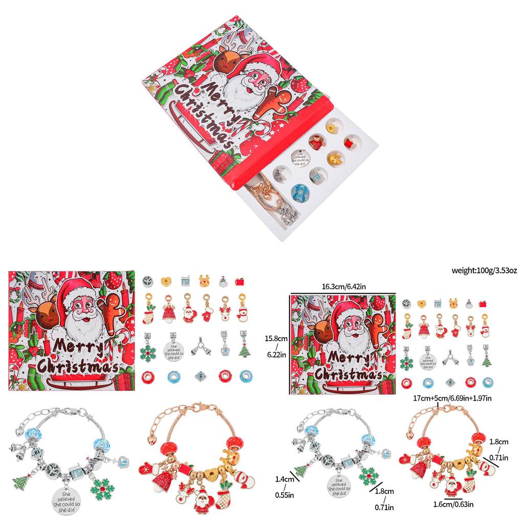 Christmas Bracelet Diy Water Crystal Beads With Zinc Alloy Charms For Kids Holiday Gift