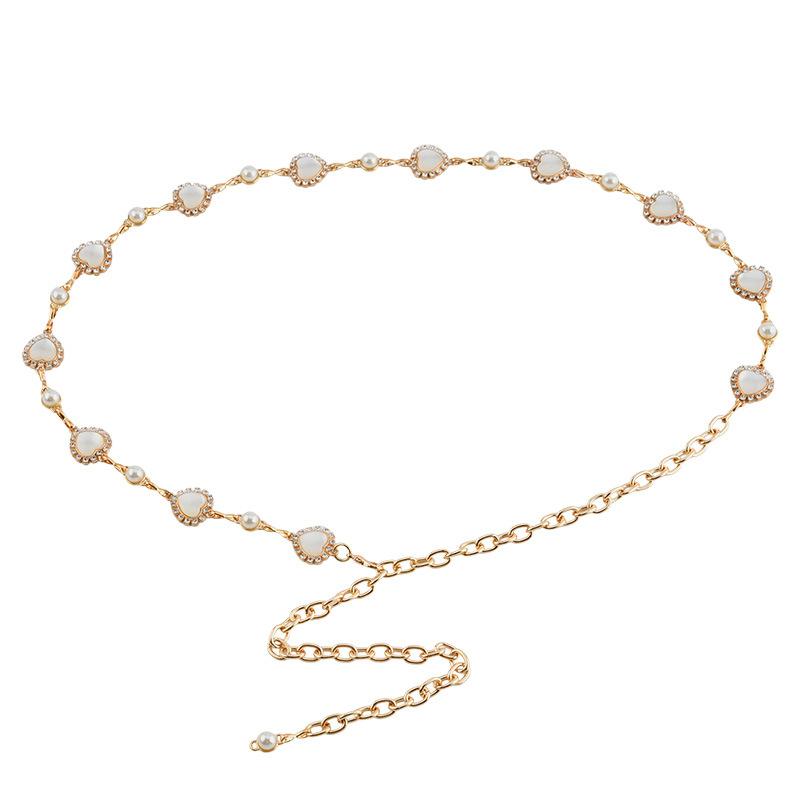 New Love Rhinestone Cat's Eye Stone Metal Women's Belt Chain Decorative Dress Suit High-end Waist Chain Women