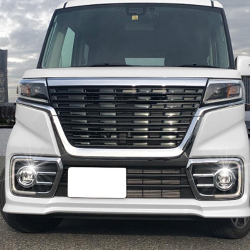 2PCS/Set Plastic Car Front Head Fog Light Chrome Cover Trim Bezel Frame Garnish for Suzuki Spacia  MK53S