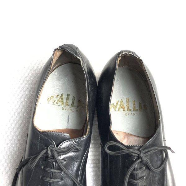 70s 80s Vintage Wallis Size 8 27.0cm All Leather Cap Toe Straight Tip Black(USED)