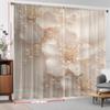 2PCS Digital Printed Sheer Curtain, Misty Gold Bead Flowers, Dreamy Luxe Ethereal Floral for Living Room Bedroom Home Decor