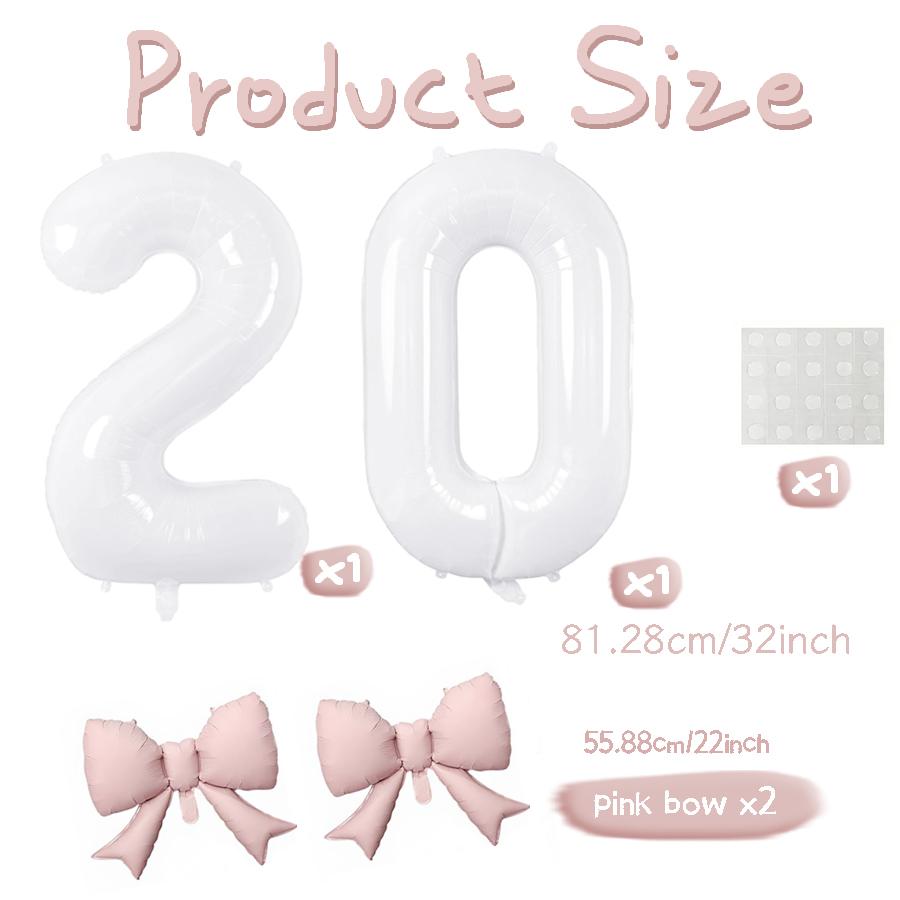Number balloon set baby pink bow balloon ,white and pink balloon birthday proposal, weddingballoon decoration