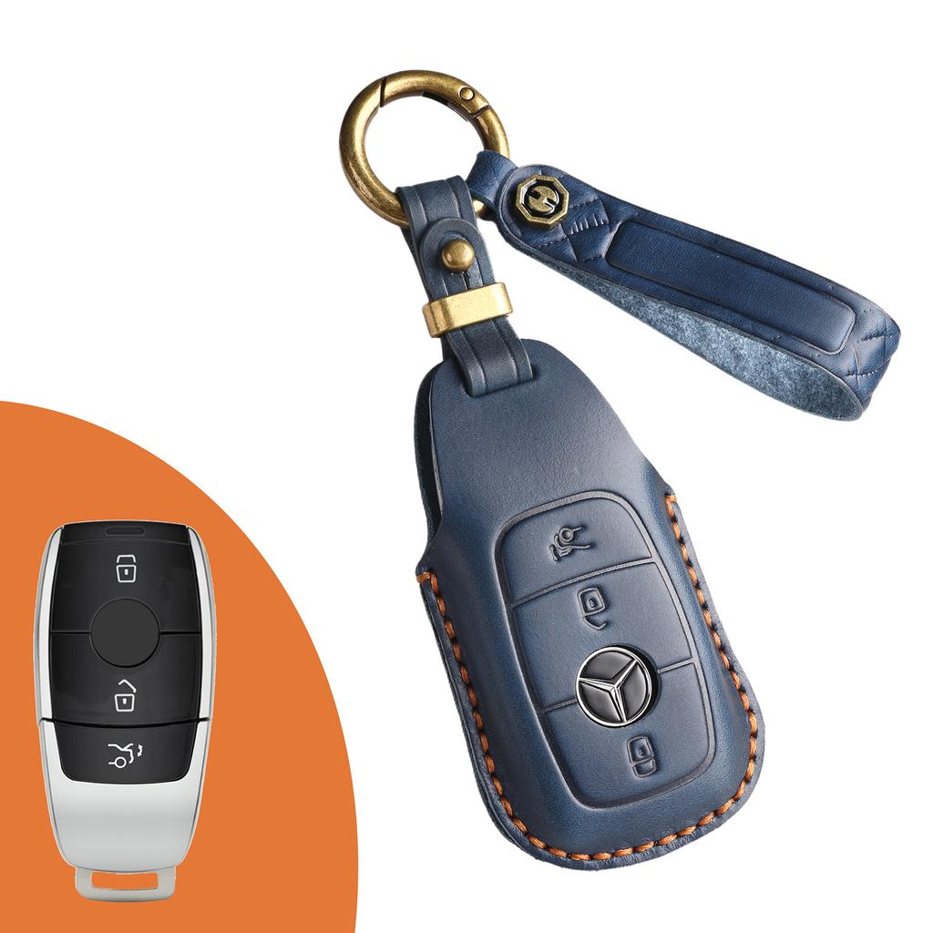 The New Retro Key Bag Is Suitable for Mercedes-Benz High-end Genuine Leather Car Key Cover Cowhide Pure Handmade High-end Shell