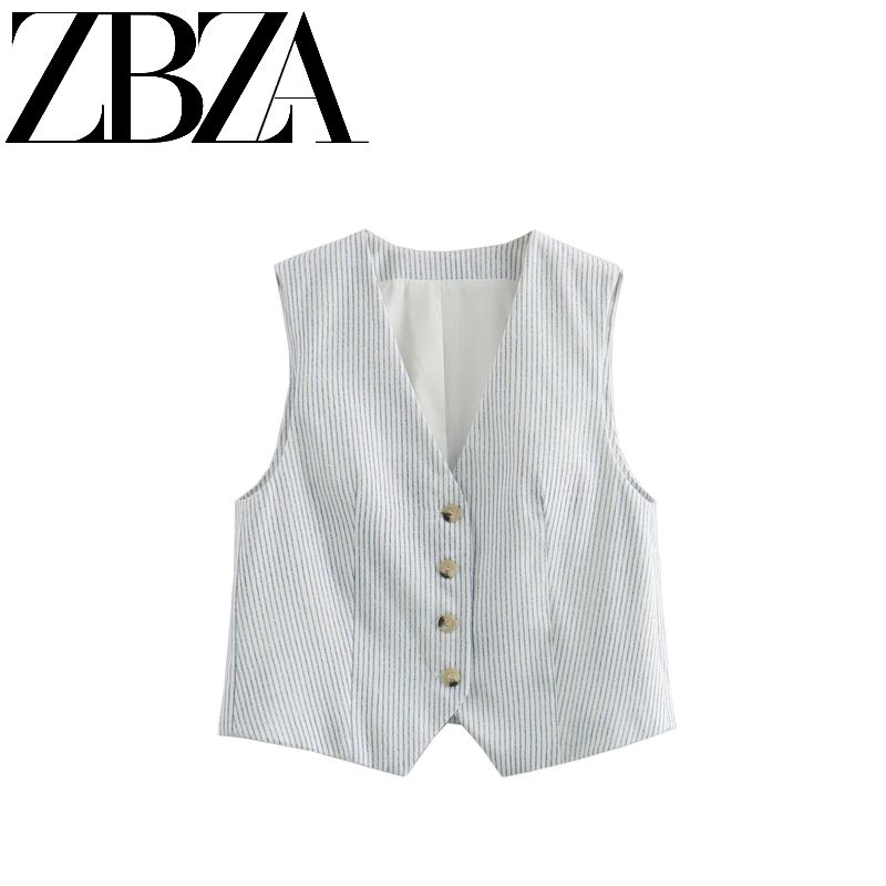 Jnleaog Summer New Arrival Women's Clothing Fashion Style French Style Fashion All-Match Commute Style Casual Stripes Vest