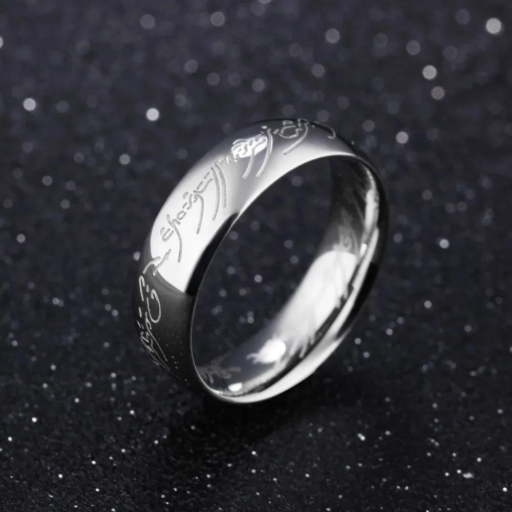 6MM Stainless Steel Laser Engraving Exquisite Couples Wedding Rings, Men And Women Fashion Movie Jewelry Gifts