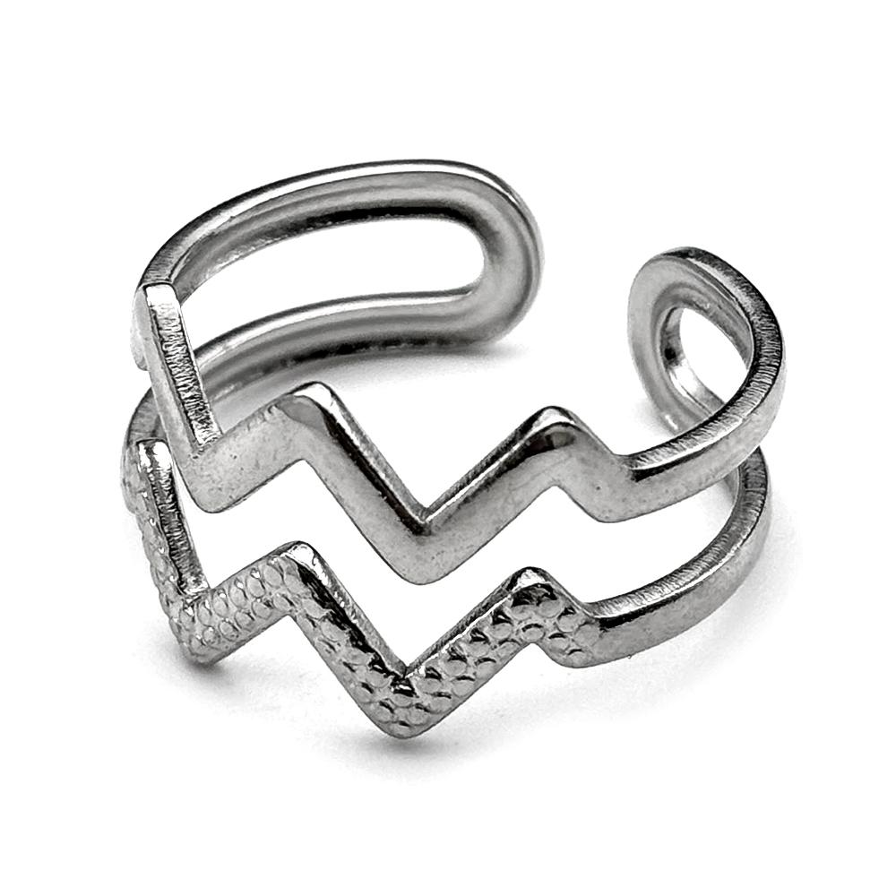 

Хіп-хоп Кільця з нерівними хвилями для жінок і чоловіків з нержавіючої сталі сріблястого кольору Креативне регульоване кільце з відкриттям Жіночі ювелірні вироби Подарунки