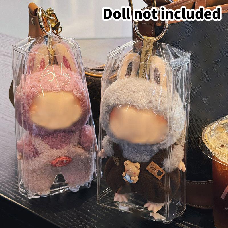 1Pc Transparent Mystery Box Keychain Wallet Organizer Box Labubu Dolls Storage Pouch Keychain Bag Storage Pouch