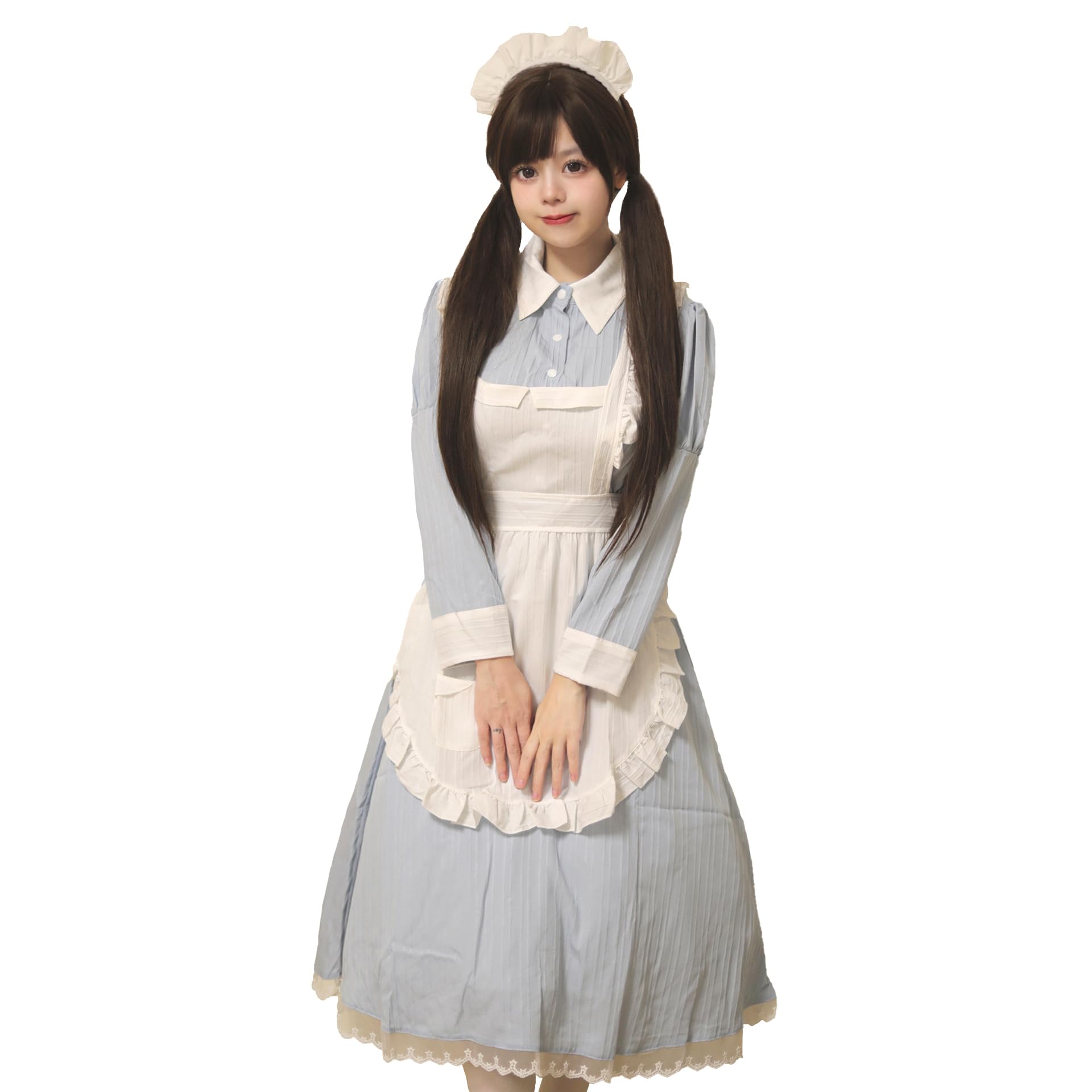 

MEYOIJK Горничная Готическая Лолита Длинное Косплей Классическое и Хэллоуин Легкое Традиционная Лолита Большие Размеры для Женщин и Костюм Горничной для Культурных Фестивалей синий