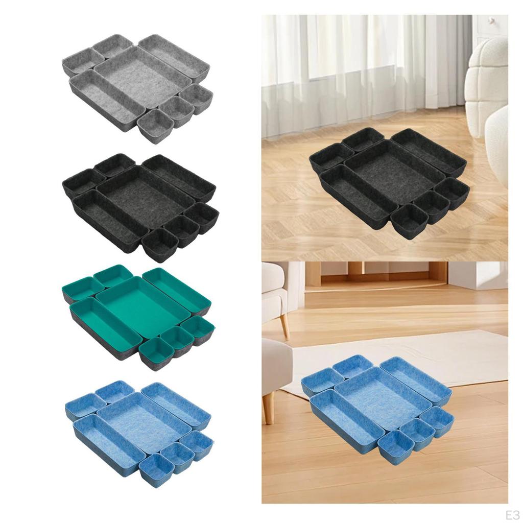 8 Pieces Felt Drawer Organizer Tray Containers Multipurpose Space Saving Dividers Desk