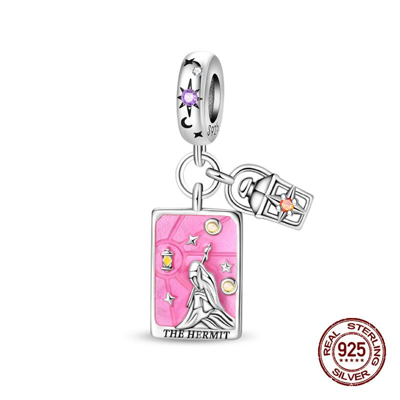 100% 925 Silver Tarot Collection Pendant DIY Hourglass Beads Fit Pandach Original Bracelet Women Jewelry Birthday Gift