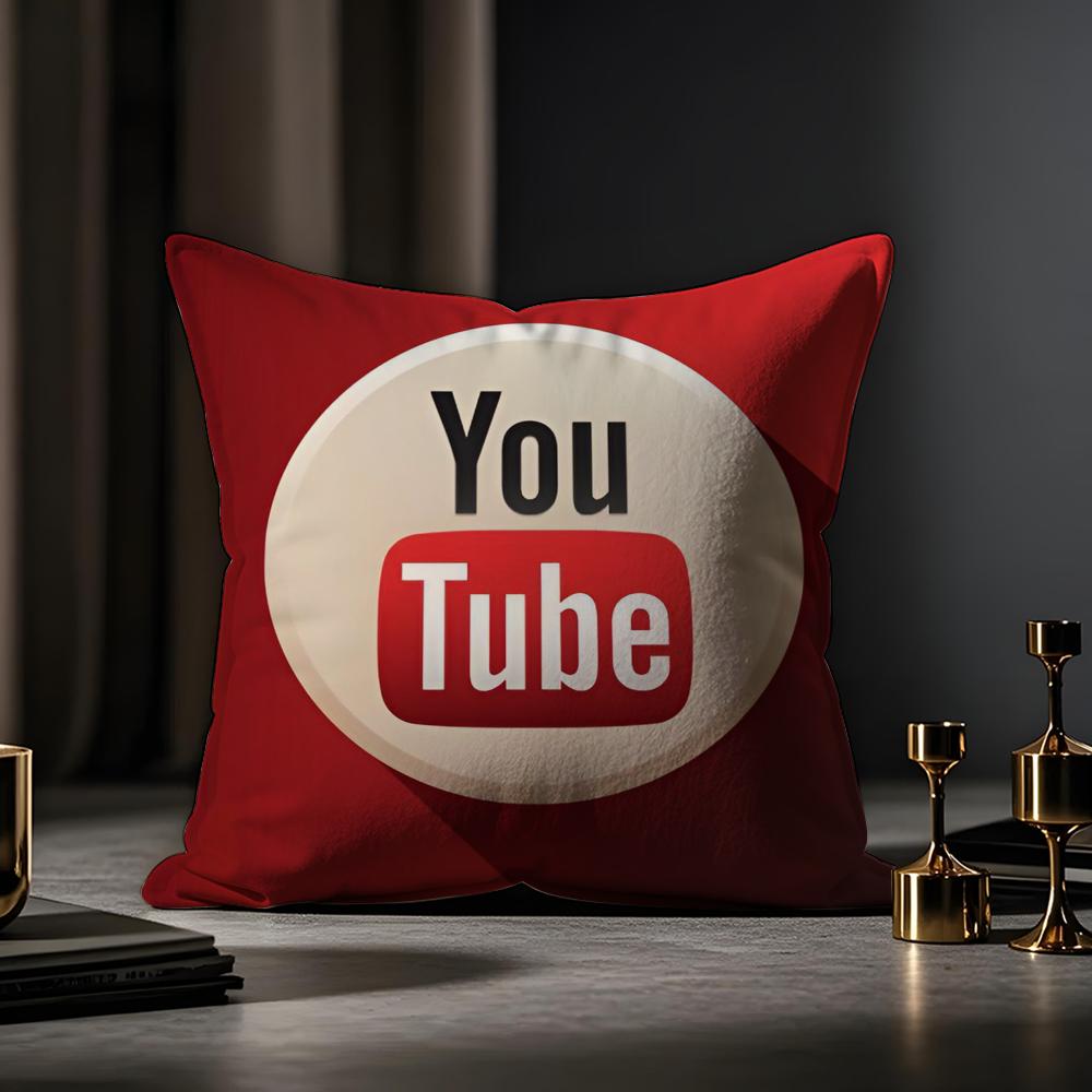 Youtube Cushion Cover Anti-Dustmite Pillowcase Invisible Zipper Silky Short Plush Sofa Cushion Cover
