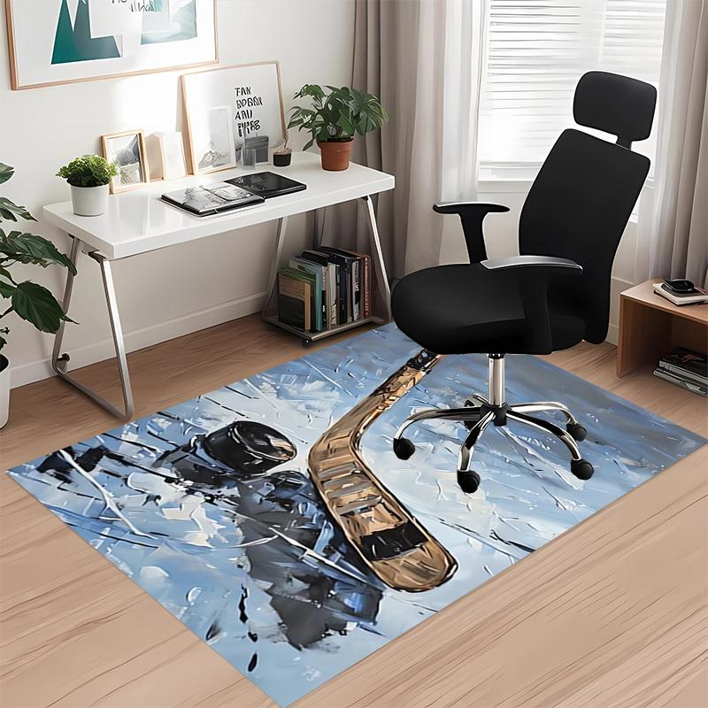ice hockey Printed Carpet, for Office Chair Living Room Bedroom Kitchen Room Decor Gifts.