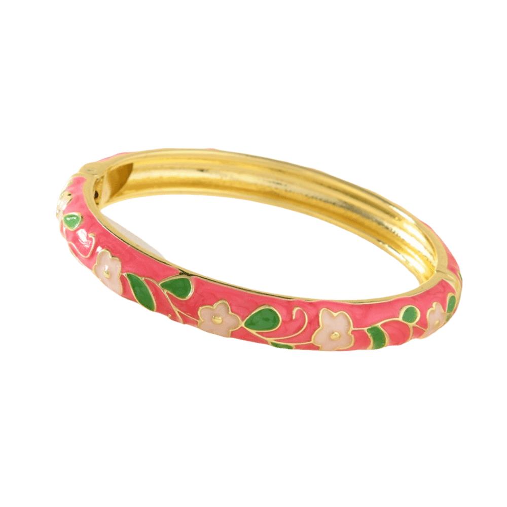 Floral Motifs Cloisonne Bangle Zinc Zinc Zinc Alloy Dropped Glaze Bracelet  Party Jewelry