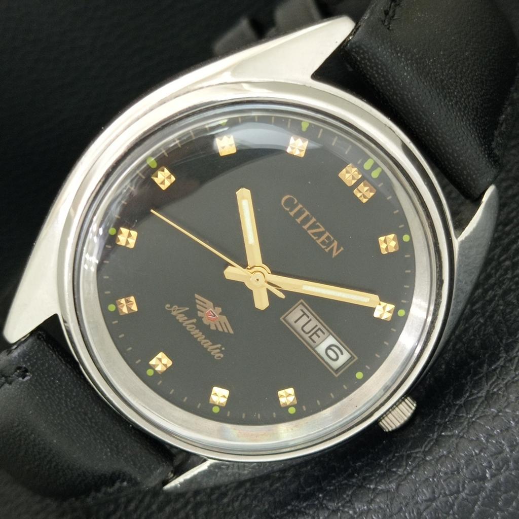 АВТОМАТИЧЕСКИЕ ВИНТАЖНЫЕ ЯПОНСКИЕ МУЖСКИЕ ЧАСЫ CITIZEN 8200 ЧЕРНЫЙ ЦВЕТ ЦИФЕРБЛАТ a706802-1