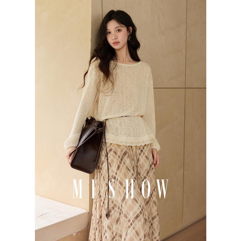Mishow Women s Relaxed Knit Long Sleeve Top with Belt M