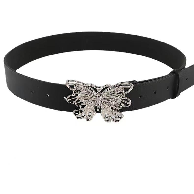 Wide Waist Seal Butterfly Spice Girl Premium Sense Wide Belt Ladies Wind Belt Black Decorative Jeans Belt