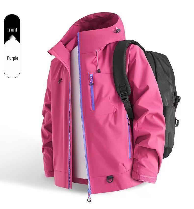 American Retro Mountain Windbreaker: Color Block, Multi-Zipper, Hooded, Waterproof Jacket for Hiking and Mountaineering