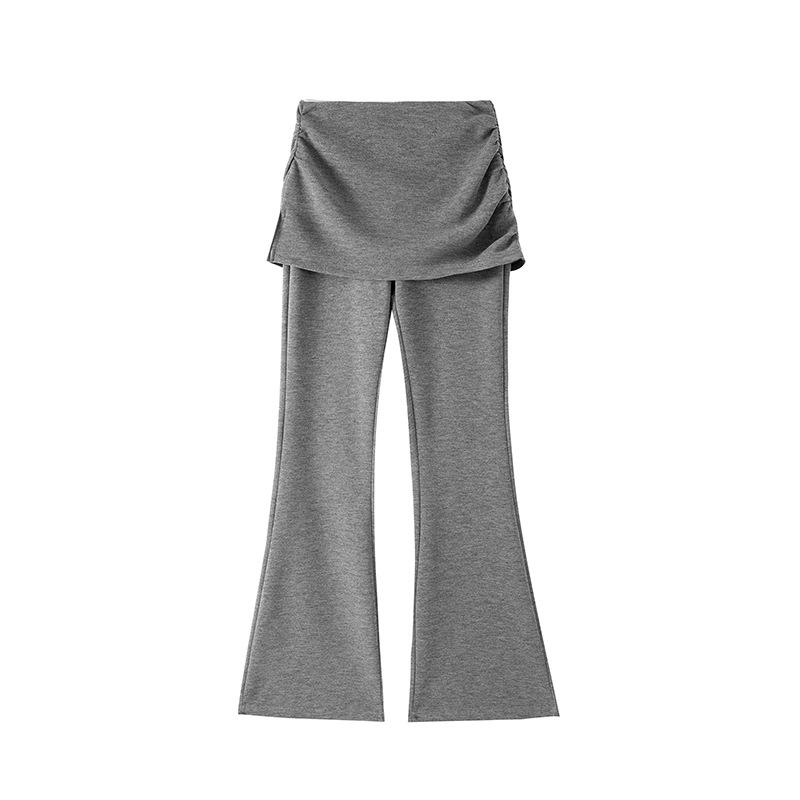 Korean-Style Drawstring Faux Two-Piece Flare Pants: Women's High-Waisted Slimming Drape Spring 2026 Casual Long Pants