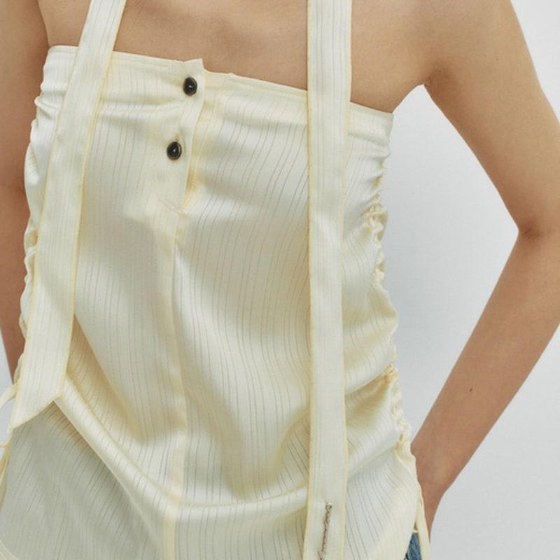 MEENDERI SATIN LOGO SCARF - LEMON