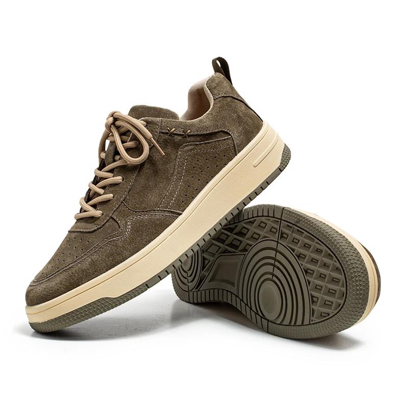 

Модная мужская обувь, дышащие мужские вулканизированные кроссовки 2024 года, кожаные мужские повседневные туфли на шнуровке, люксовый бренд для мужчин, обувь для ходьбы на открытом воздухе 44 темно-коричневого