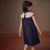 Hacikis Girls' Summer Retro Chinese Style Denim Midi Dress