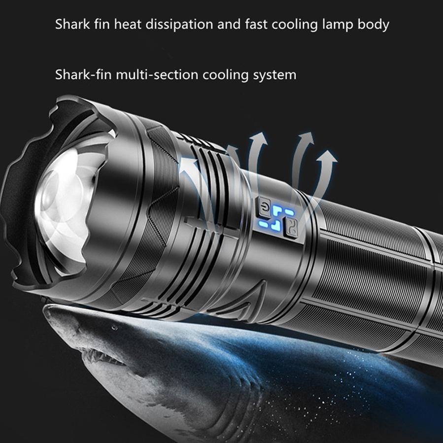 High Power Self Defense Flashlight Aluminum Camping Rechargeable Lamp Electric Teaser Ultra Powerful Defense 18650 LED USB Light