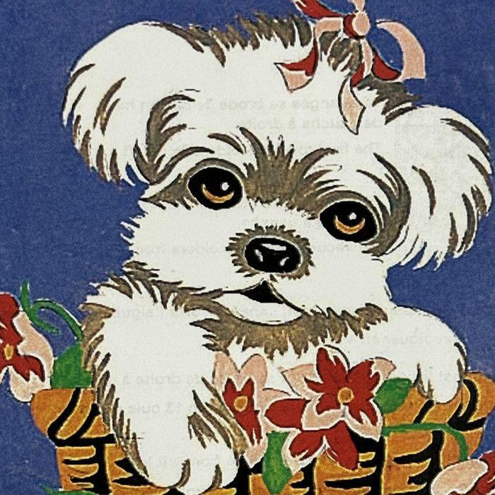 Kit canevas 18 x 14 cm Margot Canevas motif chiot blanc puppy