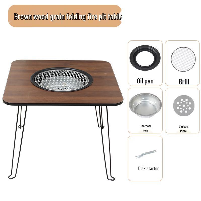 Outdoor Charcoal Grill Fire Pit Table Set