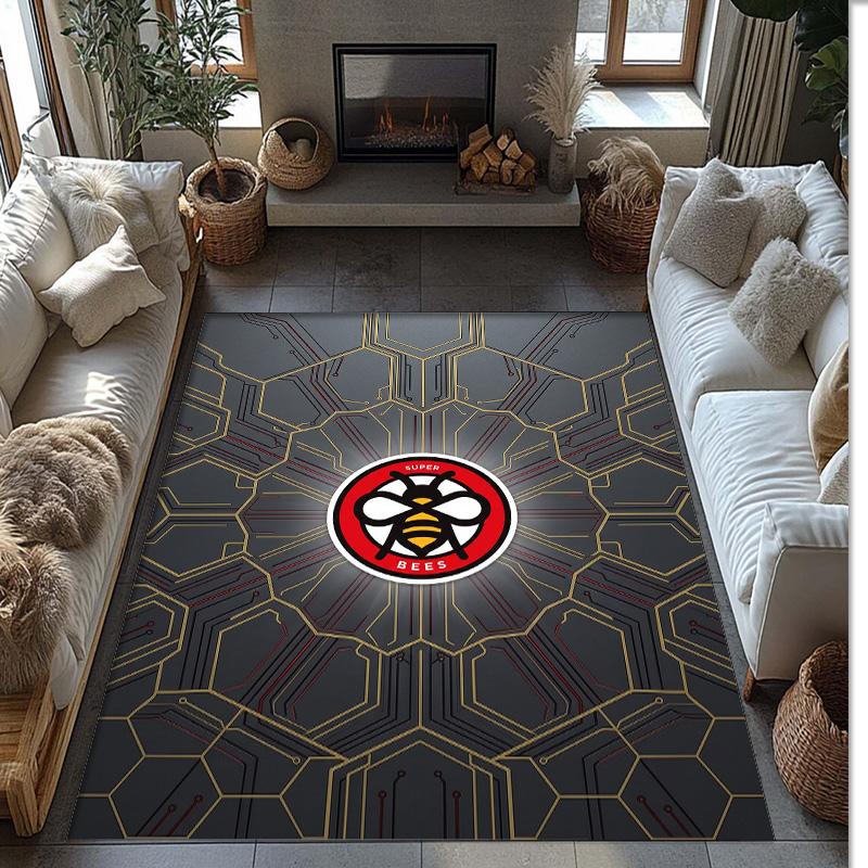 Brentford Football Print Crystal Velvet Rug, Comfortable Water Absorbent Non Slip Indoor Floor Carpet