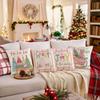 Linen Christmas Throw Pillow Cover Pink Christmas Tree Pillow Cover  Home Decoration