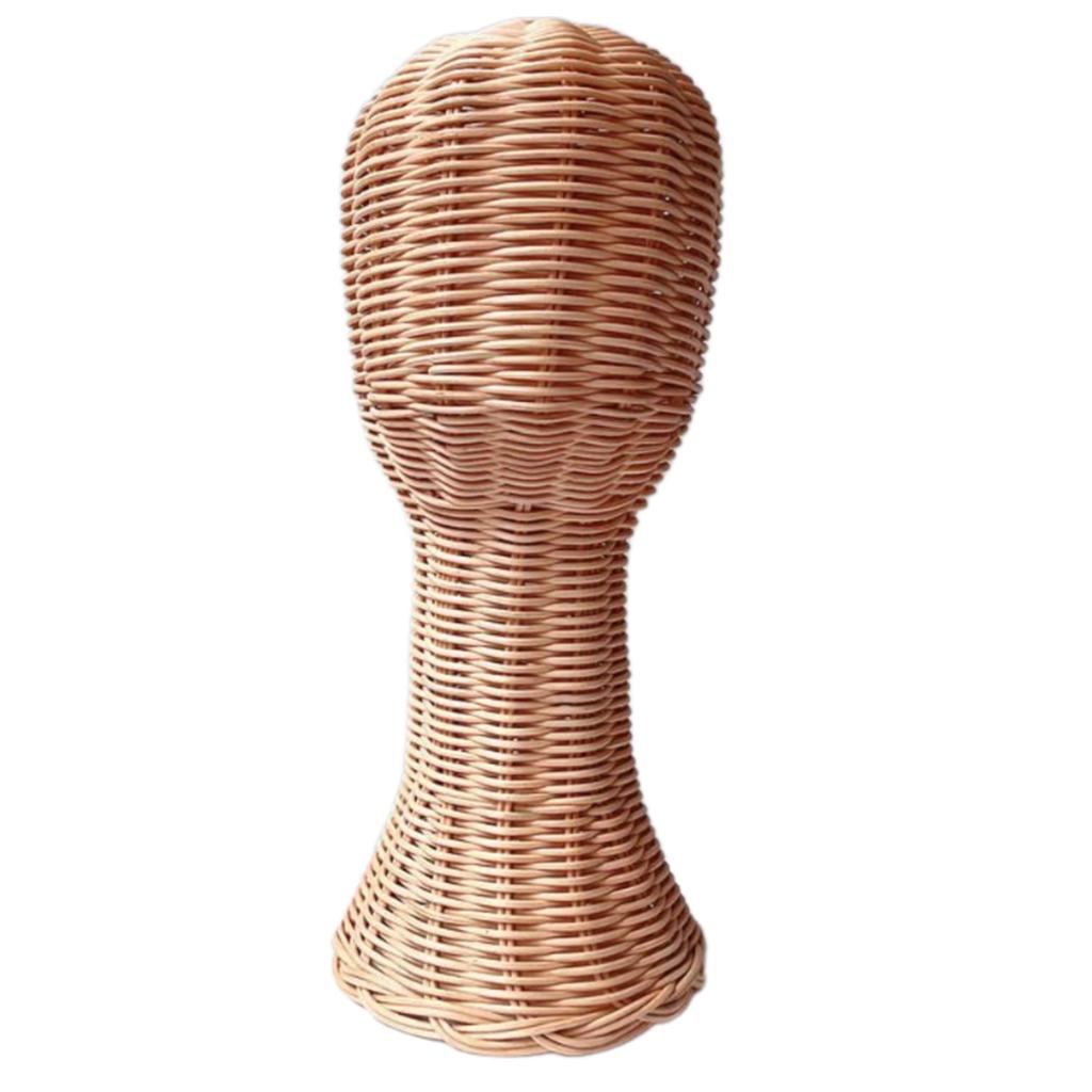 Elegant Hat And Wig Holder Rattan Crafted Mannequin Head Headwear Showcase Rack For Fashion Enthusiasts