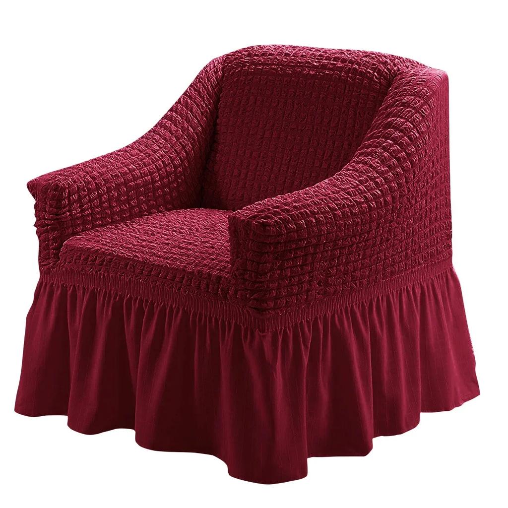 Einsitzer-Sofa Seater Seersucker Überwurf mit Rock Universeller Stretch-Sofa-Couch-Überwurf Leicht passender Möbelschutz
