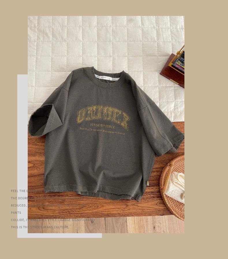 Boys' Trendy Round Neck Short-Sleeve T-Shirt - Summer 2025 Style for Small to Medium Kids